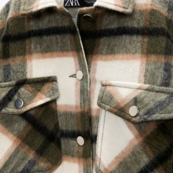Zara Plaid Wool Overshirt Over Sized Button Down Shacket Jacket XXL - Picture 7 of 7